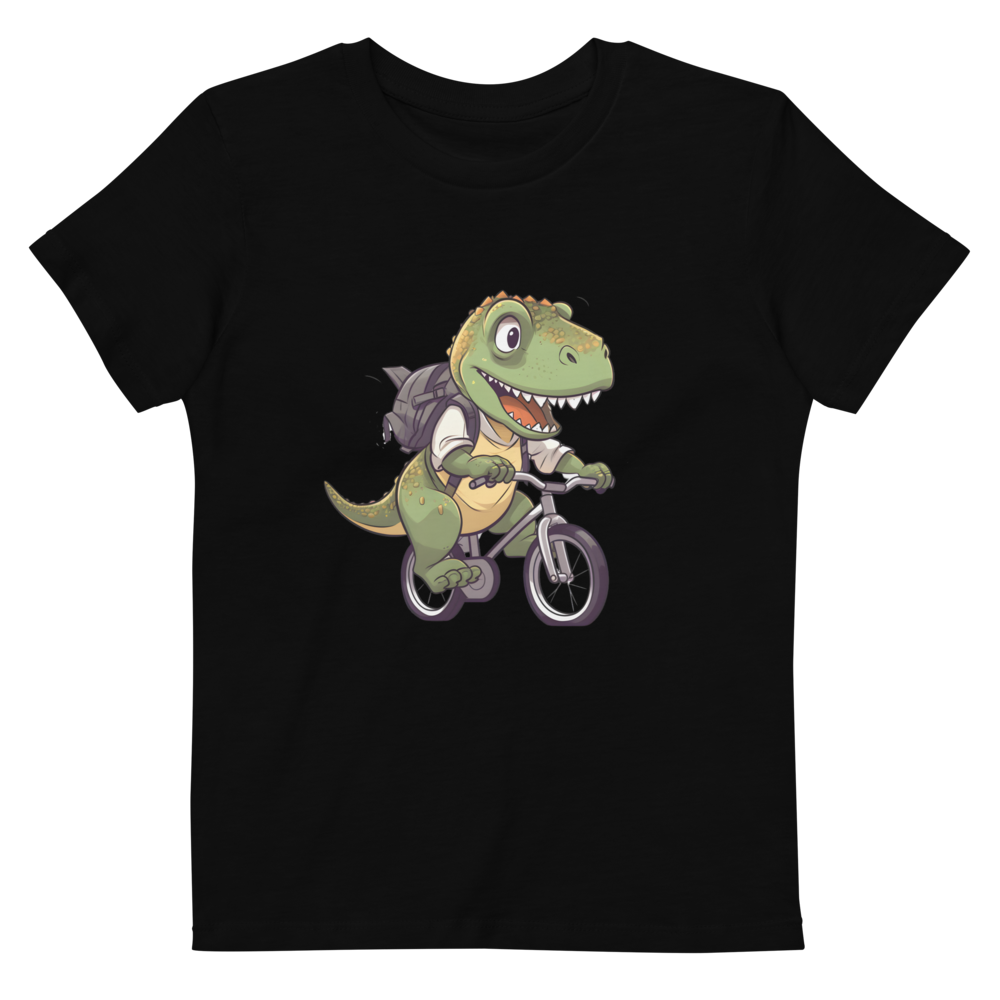 Dino Biker – Kinder-T-Shirt aus Bio-Baumwolle