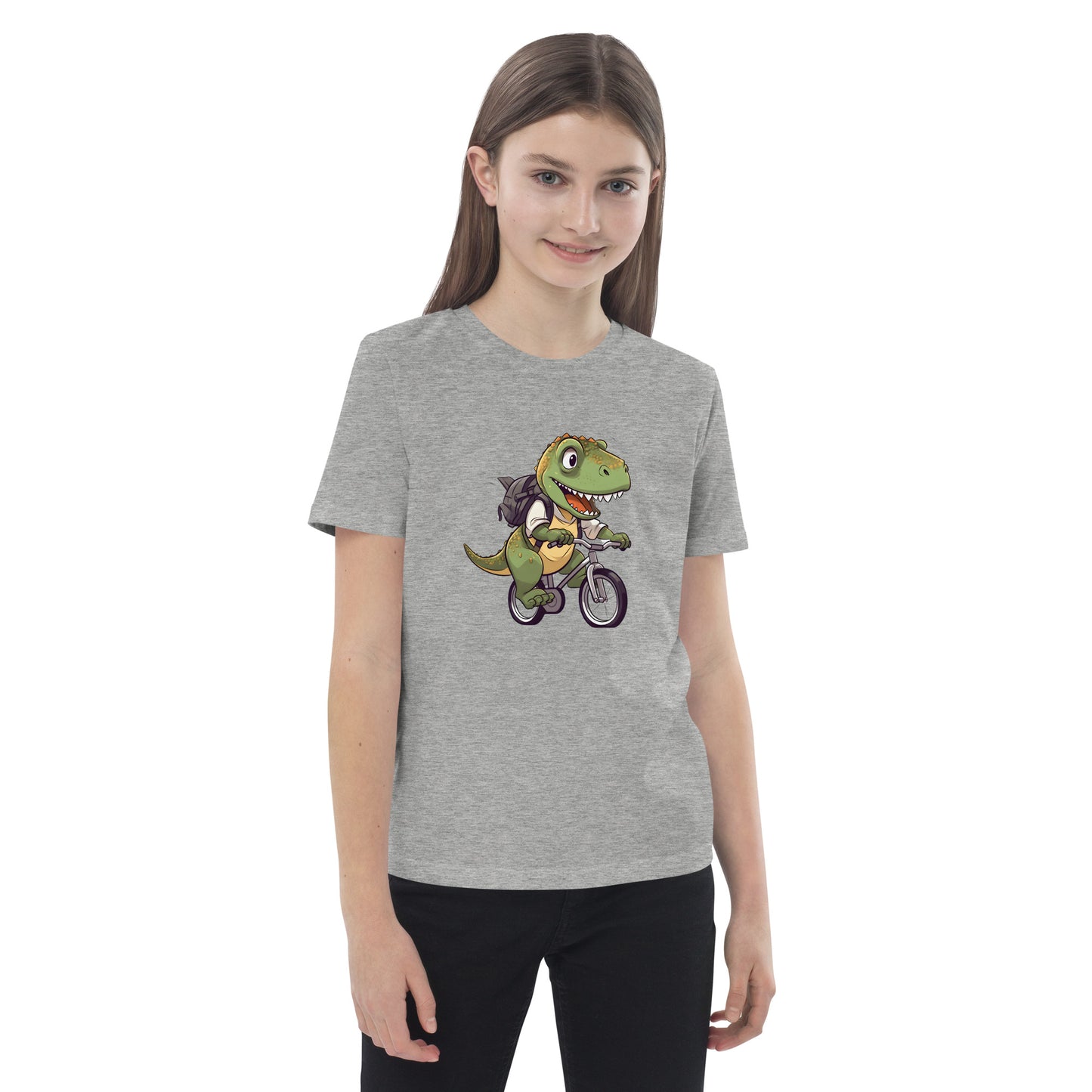 Dino Biker – Kinder-T-Shirt aus Bio-Baumwolle