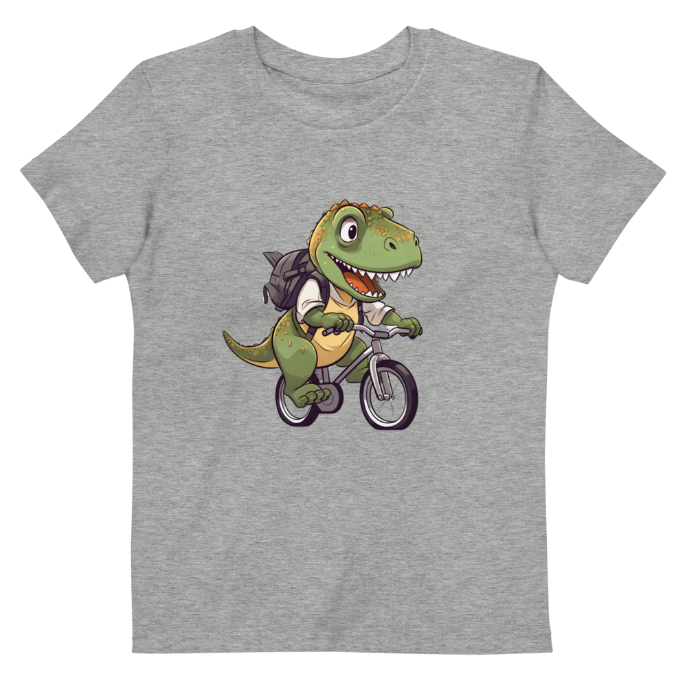 Dino Biker – Kinder-T-Shirt aus Bio-Baumwolle