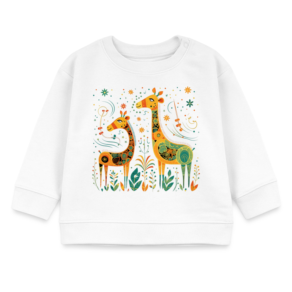 Cheerful Giraffes - Organic Baby Sweater - white