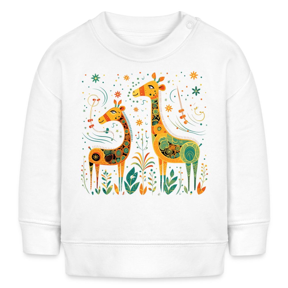 Cheerful Giraffes - Organic Baby Sweater - white