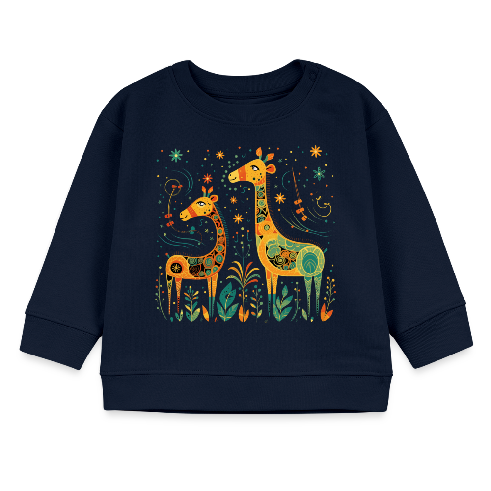 Cheerful Giraffes - Organic Baby Sweater - navy