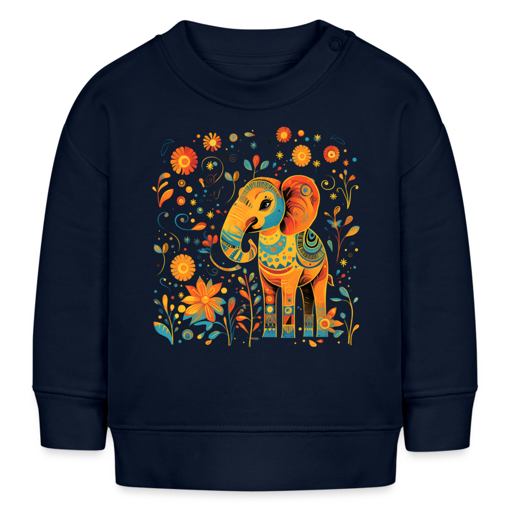 Cheerful Elephant - Organic Baby Sweater - navy