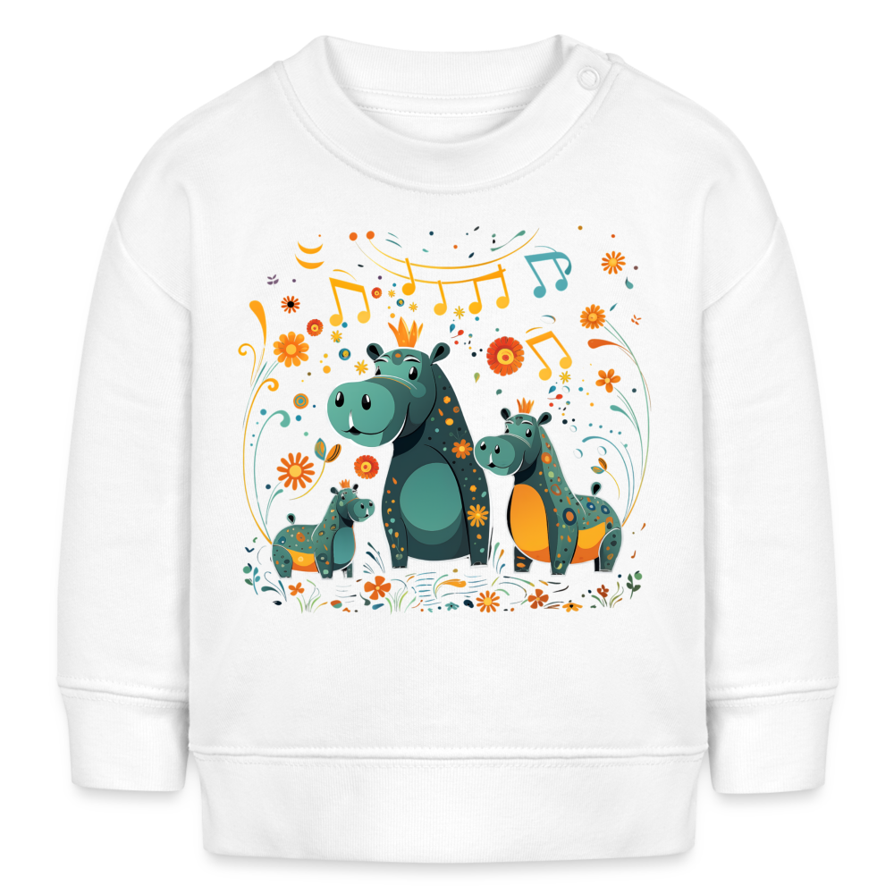 Cheerful Hippos - Organic Baby Sweater - white