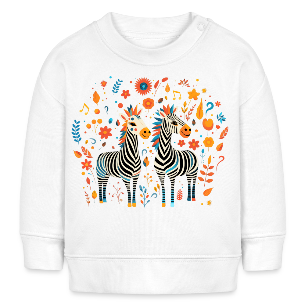 Cheerful Zebras - organic baby sweater - white