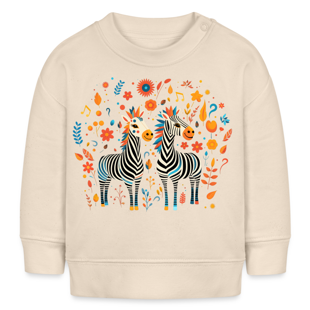 Cheerful Zebras - organic baby sweater - natural raw