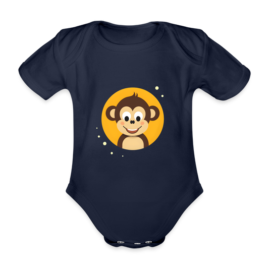 Merry Monkey - organic baby bodysuit - dark navy